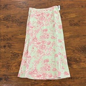Harold’s NWTS Vintage Retro toile 100% Silk/linen Skirt 35” long 15”waist flat
